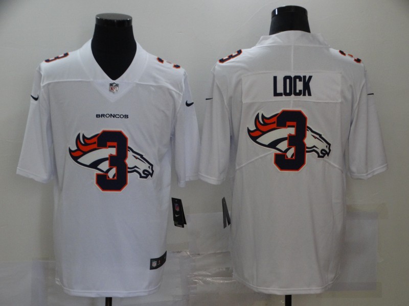 Men's Denver Broncos Drew Lock #3 White Jersey